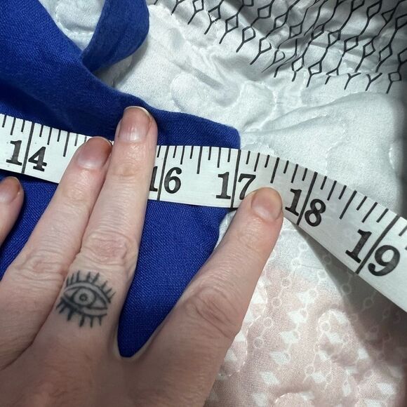 Cynthia Rowley blue 100% linen size 2 small with pockets - Picture 3 of 7